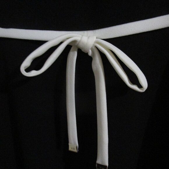 NWT Tommy Hilfiger Women's Sz 2 Tie-Waist Scuba Crepe Dress (Black & Cream) - Picture 6 of 8